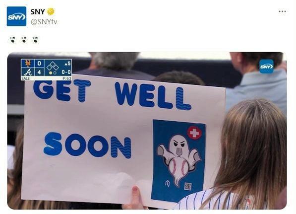 　千賀の早期復帰を願うファンのメッセージボード。ＳＮＹのＸ（＠ＳＮＹｔｖ）より