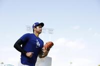 　試合前の練習を終えたドジャース・大谷＝ロサンゼルス（共同）