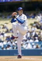 　ナショナルズ戦に先発登板し、１回を無安打無失点に封じた大谷（共同）