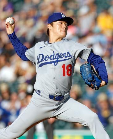 　ロッキーズ戦に先発したドジャース・山本＝デンバー（共同）