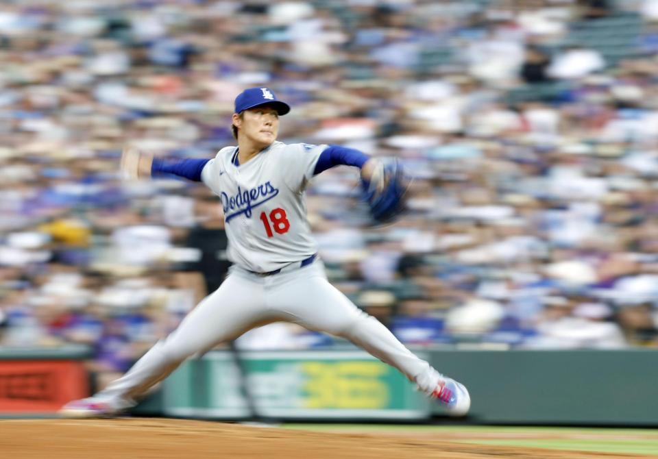 　ロッキーズ戦に先発した山本（共同）