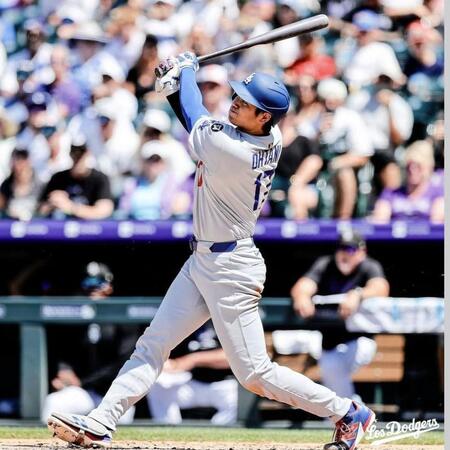 　２８号ホームランを放った大谷翔平（ロサンゼルス・ドジャース提供）