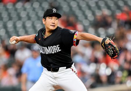 　レイズ戦に先発し、５回を７失点だったが、６勝目を挙げたオリオールズ・菅野＝ボルティモア（ゲッティ＝共同）