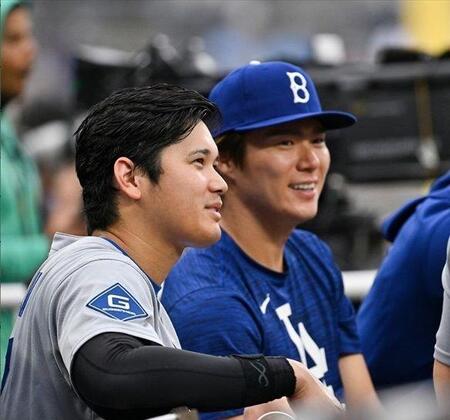 【写真】「ずっと見てられる」いい顔 SNSうっとり 試合中に大谷翔平と山本由伸