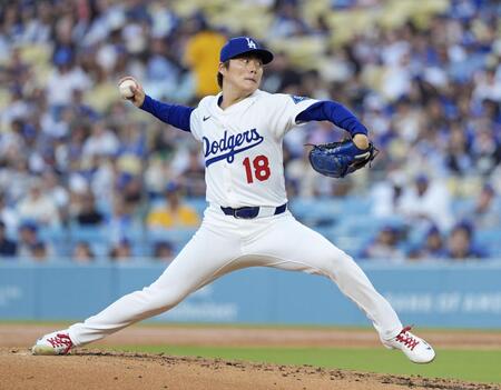 　ホワイトソックス戦に先発したドジャース・山本（共同）