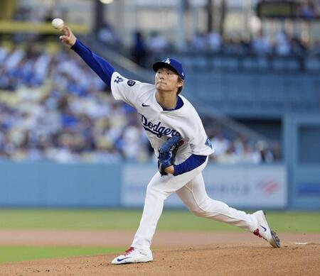 　ホワイトソックス戦に先発したドジャース・山本（共同）