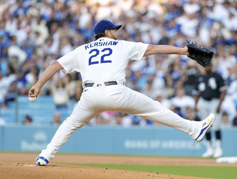 　ホワイトソックス戦に先発したドジャースのカーショー（共同）