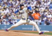 　アストロズ戦に先発登板したドジャース・大谷＝ロサンゼルス（共同）