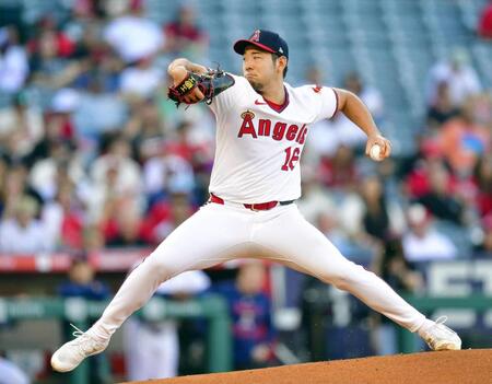 　レンジャーズ戦に先発したエンゼルス・菊池＝アナハイム（イマジンイメージズ・ロイター＝共同）