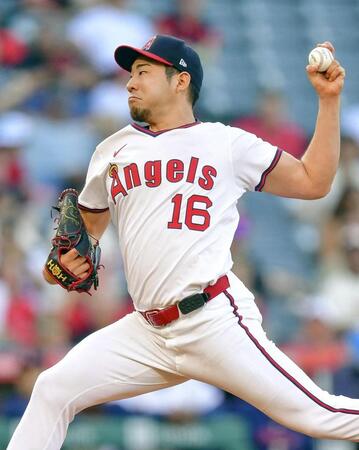 　レンジャーズ戦に先発したエンゼルス・菊池＝アナハイム（イマジンイメージズ・ロイター＝共同）
