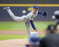 　ブルワーズ戦に先発したドジャース・山本＝ミルウォーキー（共同）
