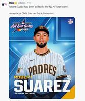 　スアレスが選出されたことを伝えるＭＬＢ公式Ｘ