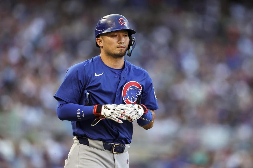 　ツインズ戦の４回、四球を選んだカブス・鈴木（ゲッティ＝共同）