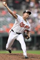 　メッツ戦に先発したオリオールズ・菅野。６回３失点で７勝目を挙げた（ゲッティ＝共同）