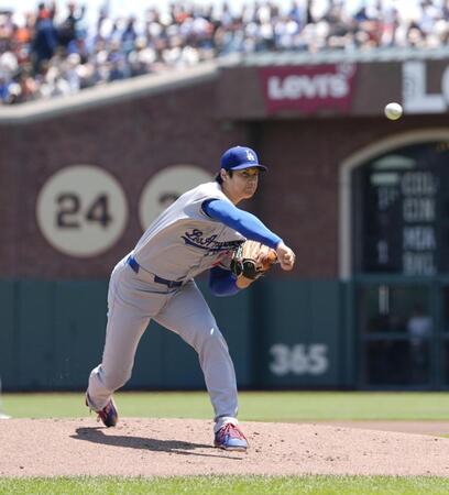 　ジャイアンツ戦に先発登板した大谷（共同）