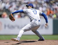 　先発登板し、３回を１安打無失点、４奪三振だった大谷（共同）