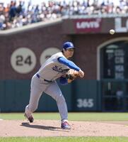 　ジャイアンツ戦に先発登板した大谷（共同）