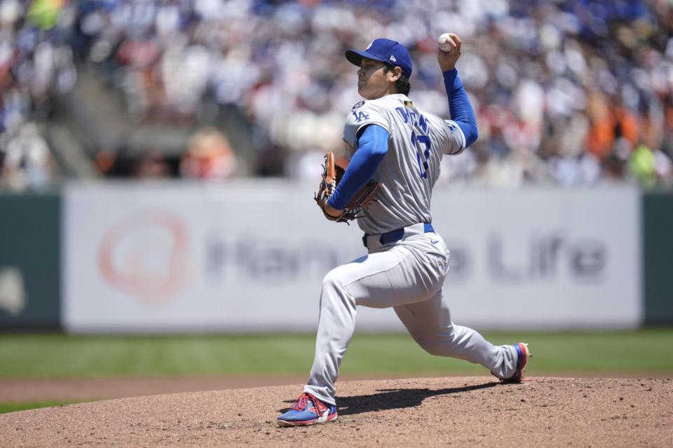 　先発登板し、３回を１安打無失点、４奪三振だった大谷（共同）