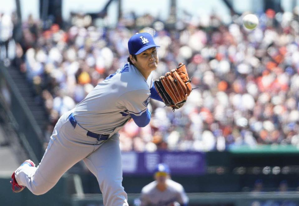 　先発登板し、３回を１安打無失点、４奪三振だった大谷（共同）