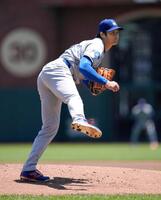 　３回無失点で勝利につなげた大谷（共同）