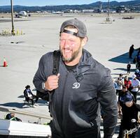 　アトランタへ移動するカーショー（ロサンゼルス・ドジャース提供）