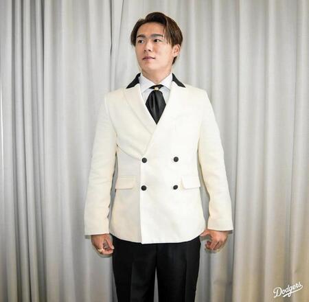 　レッドカーペットへ準備を整えた山本由伸（ロサンゼルス・ドジャース提供）
