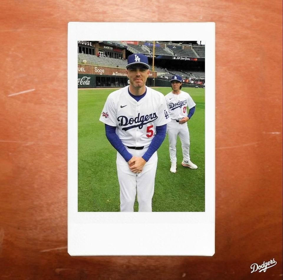 　大谷が撮影したフリーマン（ロサンゼルス・ドジャース提供）