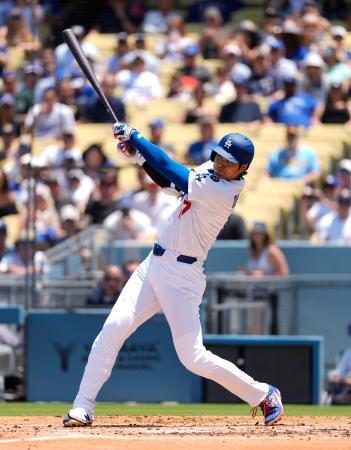 ドジャース大谷翔平が３４号　ロサンゼルスでのブルワーズ戦