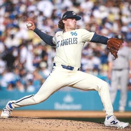 　ヤンキース戦に先発し、勝利投手となったナック＝５月３１日（ロサンゼルス・ドジャース提供）