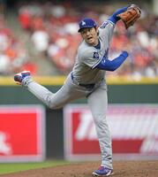 　レッズ戦に先発登板した大谷（共同）