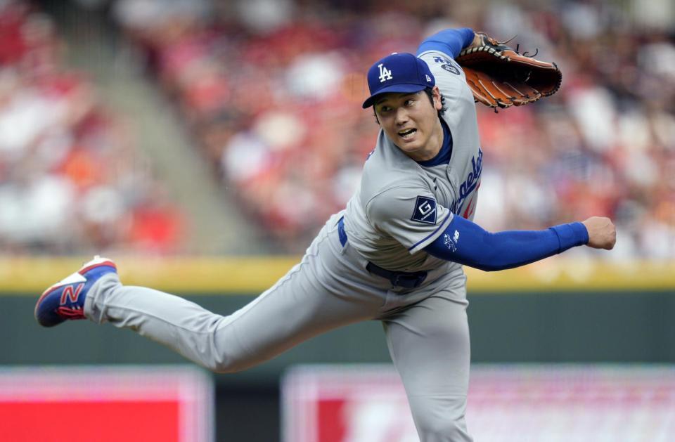 　レッズ戦に先発登板した大谷（共同）