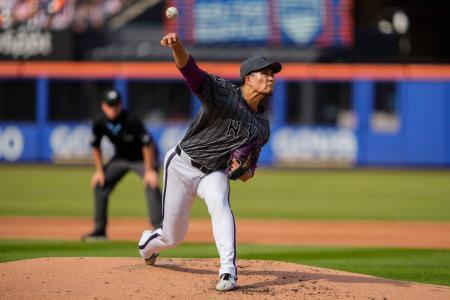 　ジャイアンツ戦に先発したメッツ・千賀＝ニューヨーク（ＡＰ＝共同）