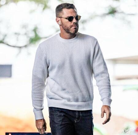 　球場入りするフリーマン（ロサンゼルス・ドジャース提供）