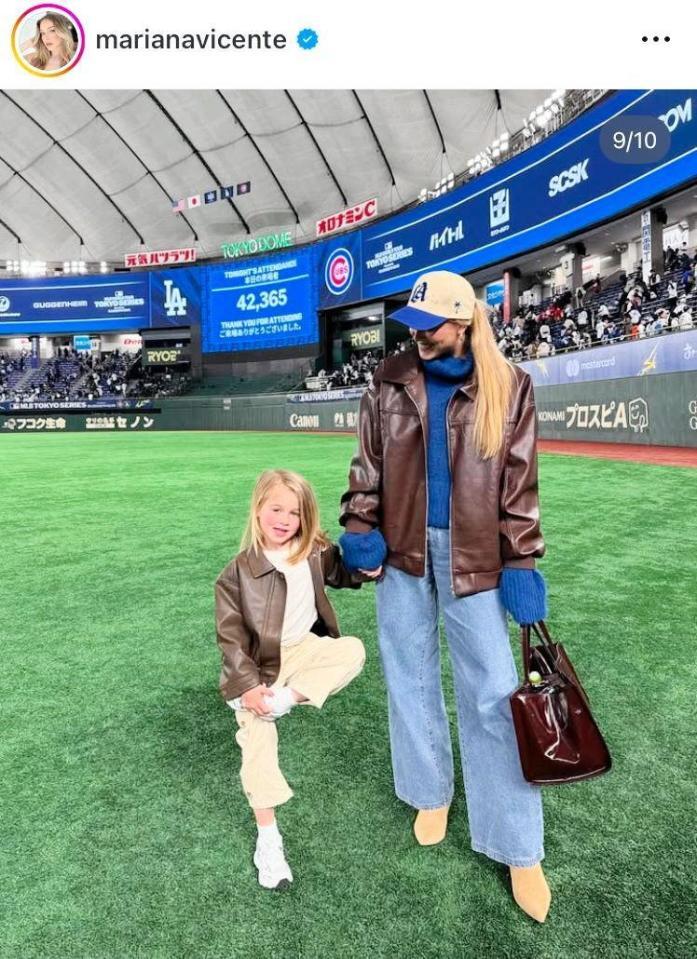 　今年３月１８日の試合後、東京ドームで。キケの妻マリアナさんのインスタグラム＠ｍａｒｉａｎａｖｉｃｅｎｔｅより