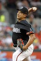 　アスレチックス戦に先発し、７回１失点で９勝目を挙げた菅野（共同）