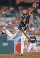 　アスレチックス戦に先発し、７回１失点で９勝目を挙げた菅野（共同）