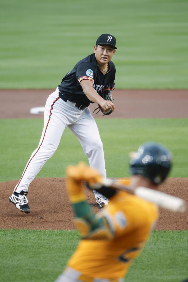 　アスレチックス戦に先発した菅野（共同）