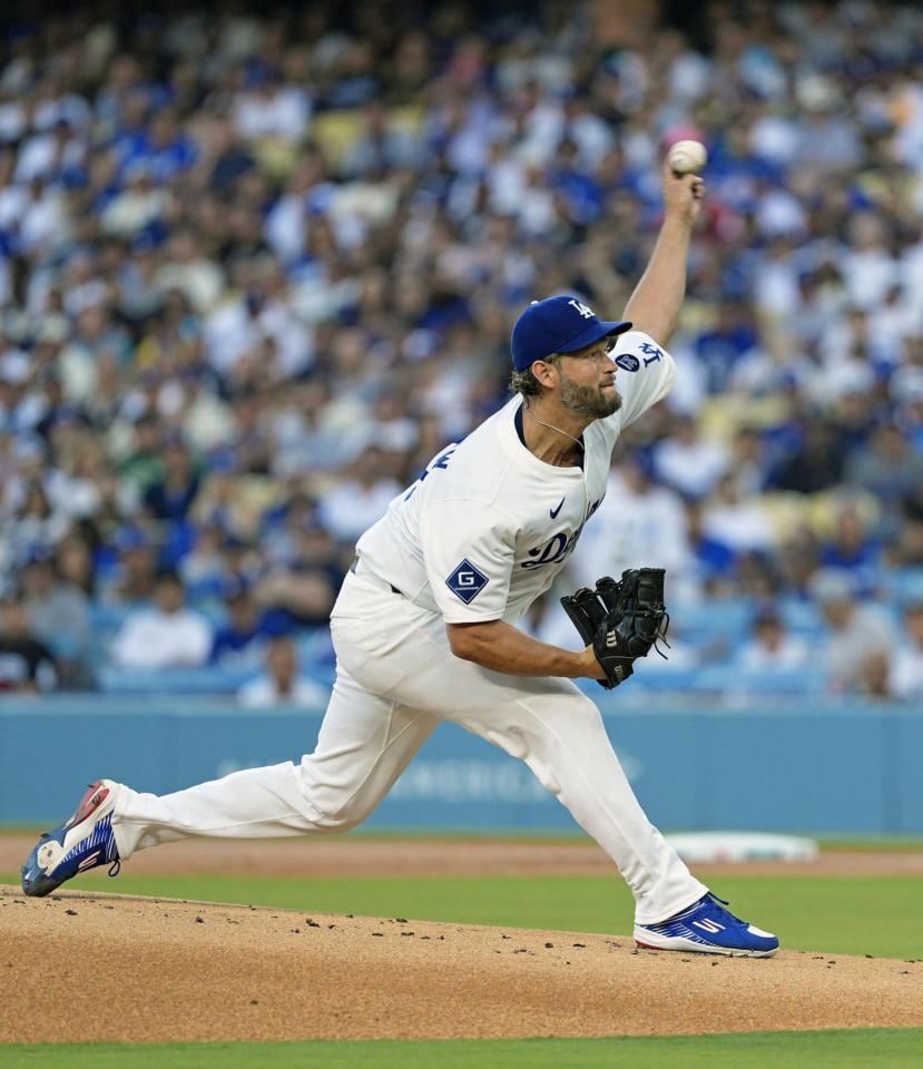 　ブルージェイズ戦に先発したカーショー（共同）