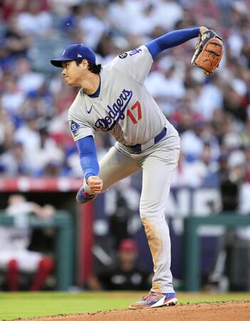 　エンゼルス戦に先発登板したドジャース・大谷（共同）