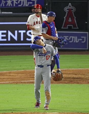 　エンゼルス戦の５回、ネトに２点二塁打を許した大谷