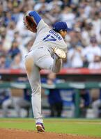 　エンゼルス戦に先発登板したドジャース・大谷（共同）