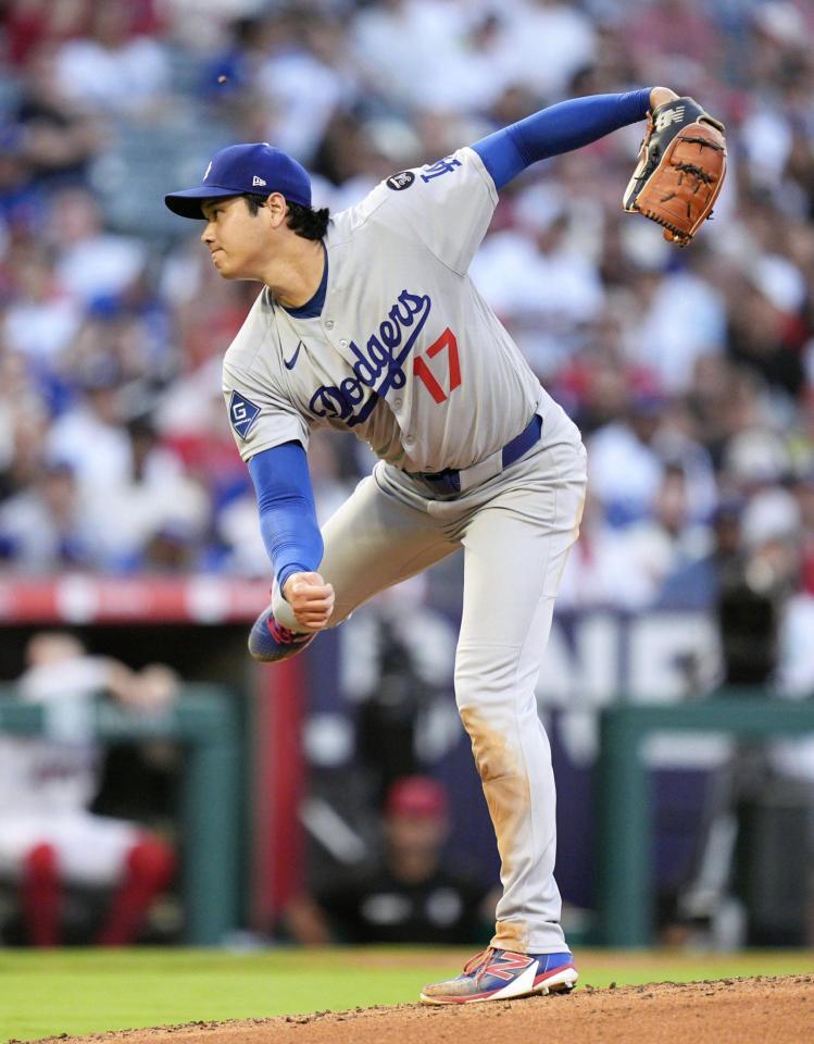 　エンゼルス戦に先発登板したドジャース・大谷（共同）