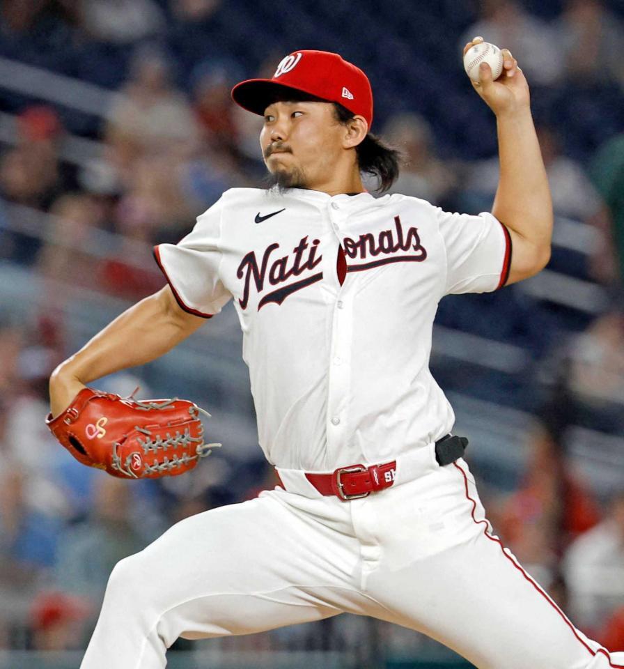 　メジャー初勝利を挙げたナショナルズ・小笠原（イマジンイメージズ・ロイター＝共同）