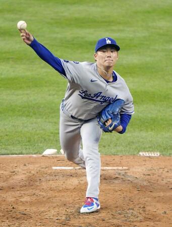 　ロッキーズ戦に先発したドジャース・山本＝デンバー（共同）