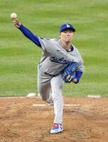 　ロッキーズ戦に先発したドジャース・山本＝デンバー（共同）