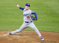 　ロッキーズ戦に先発したドジャース・山本＝デンバー（共同）