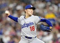 　ロッキーズ戦に先発したドジャース・山本＝デンバー（共同）