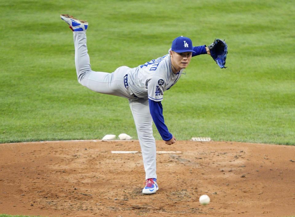 　ロッキーズ戦に先発したドジャース・山本＝デンバー（共同）