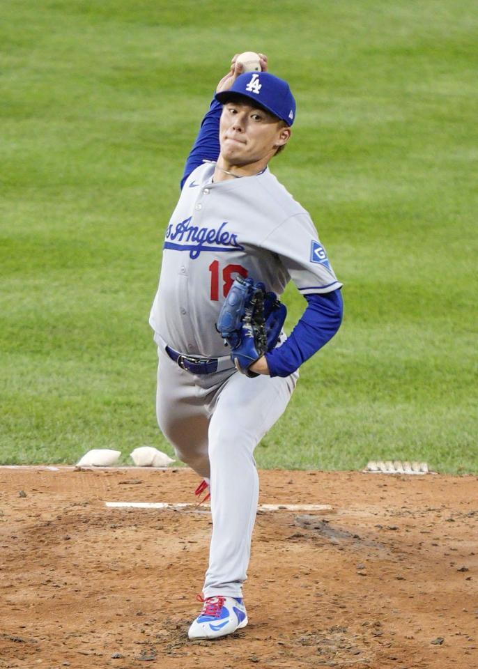 　ロッキーズ戦に先発したドジャース・山本＝デンバー（共同）