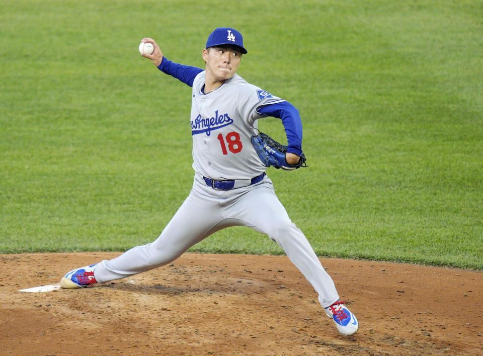 　ロッキーズ戦に先発したドジャース・山本＝デンバー（共同）